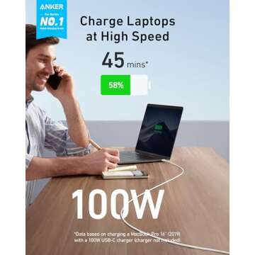 Anker Powerline III USB C to USB C Charger Cable(100W,6FT),Type C for iPhone 16/15,iPad Mini 6,MacBook Pro 2020,Galaxy,Switch,and More(USB 2.0,White)