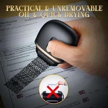 Lomil Refillable Identity Theft Protection Roller Stamp, Address Blocker Roller Stamp for Bank Statements Bill, Privacy & Security Stamp for Mail (Black, 1 Pack)