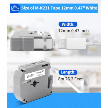 5-Pack M-K231 Compatible Label Tape for Brother P-Touch