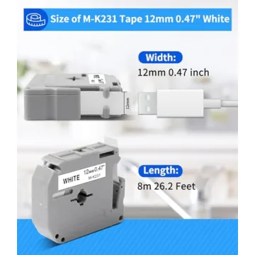 5-Pack M-K231 Compatible Label Tape for Brother P-Touch
