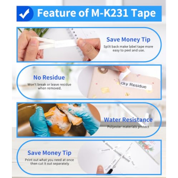 5-Pack M-K231 Compatible Label Tape for Brother P-Touch