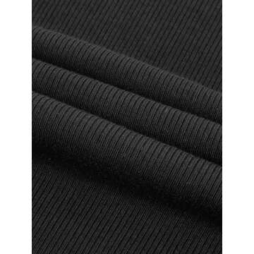 Verdusa Women's Casual Basic Mock Neck Short Sleeve Rib Knit Tee Top Black M