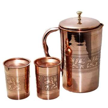 STREET CRAFT Embossed Copper Pitcher and Tumbler Set