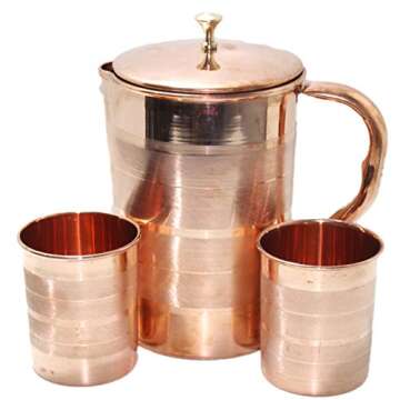 STREET CRAFT Embossed Copper Pitcher and Tumbler Set