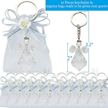 Elegant 12 Pcs Angel Crystal Keychains – Perfect for Weddings
