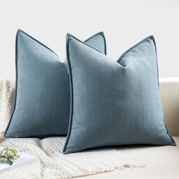 MIULEE Dusty Blue Chenille Decorative Pillow Covers 18x18