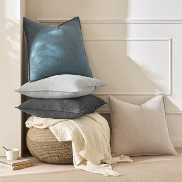 MIULEE Dusty Blue Chenille Decorative Pillow Covers 18x18