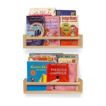 BOMID Floating Bookshelves - Set of 4 Natural Wood Shelves