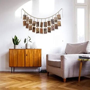 Kintyno Boho Photo Display with 22 Clips & Garland