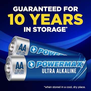 Powermax 24-Count Double AA Batteries, Ultra Long Lasting Alkaline Battery, 10-Year Shelf Life, Reclosable Packaging