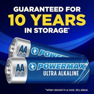 Powermax 24-Count Double AA Batteries, Ultra Long Lasting Alkaline Battery, 10-Year Shelf Life, Reclosable Packaging