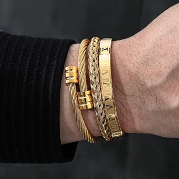 Luxury Gold Roman Numeral Bracelets Set for Men