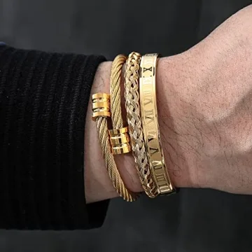 Luxury Gold Roman Numeral Bracelets Set for Men