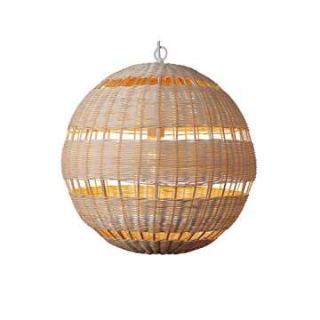 Globe Electric 61015 1-Light Pendant, Natural Woven Twine, Designer White Cloth Cord, Bulb Included