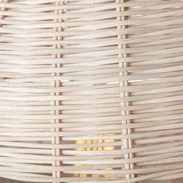 Globe Electric 61015 1-Light Pendant, Natural Woven Twine, Designer White Cloth Cord, Bulb Included