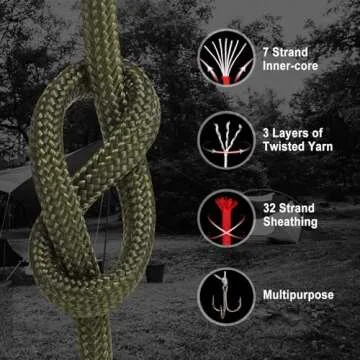 WEREWOLVES Paracord Rope, 7 Strand Type III Parachute Cord 4mm 100ft / 200ft for Crafting, DIY Proje...