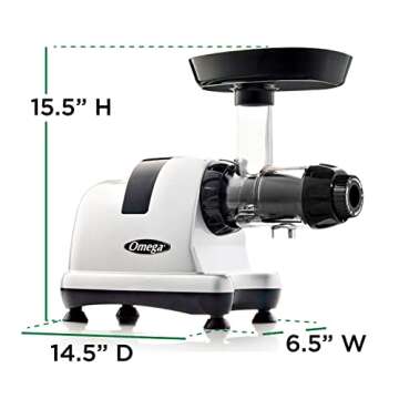 Omega Juicer J8007S Slow Masticating Cold Press Vegetable and Fruit Juice Extractor and Nutrition System, Triple Stage, 200-Watts, Silver