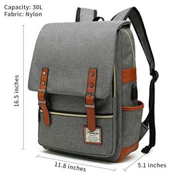 Mancio Slim Vintage Laptop Backpack For women,Men For Travel, College, Dayparks, Fits up to 15.6Inch...