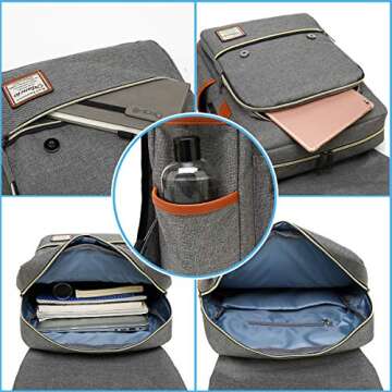 Mancio Slim Vintage Laptop Backpack For women,Men For Travel, College, Dayparks, Fits up to 15.6Inch Notebook in Grey
