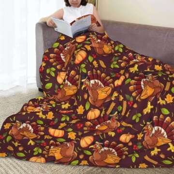 Feim-AO Thanksgiving Turkey Blanket Fall Throw Blanket Thanksgiving Pumpkin Blankets and Throws Turk...