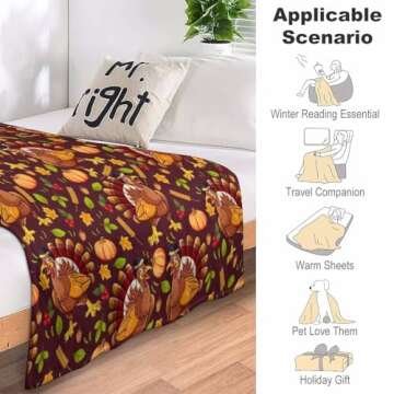 Feim-AO Thanksgiving Pumpkin Flannel Throw Blanket