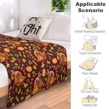 Feim-AO Thanksgiving Pumpkin Flannel Throw Blanket