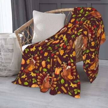 Feim-AO Thanksgiving Pumpkin Flannel Throw Blanket