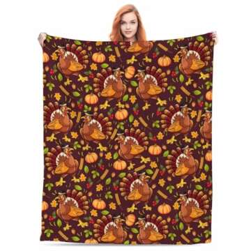 Feim-AO Thanksgiving Pumpkin Flannel Throw Blanket