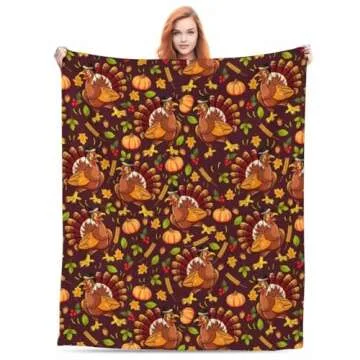 Feim-AO Thanksgiving Pumpkin Flannel Throw Blanket