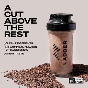 LADDER Whey Protein Powder, 26g Protein for Muscle Gain, 7g BCAAs, 14g EAAs, No Artificial Sweeteners, NSF Certified Supplements (Chocolate, 30 Serving Bag)