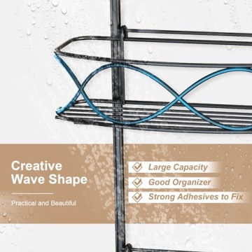GAOKASE Hanging Shower Caddy Over Shower Head, Black Rust Proof Metal Large Bathroom Organizer for Shampoo, Conditioner, Body Wash, Soap, Razors, Shower Sponge, Loofahs and Bath Rack