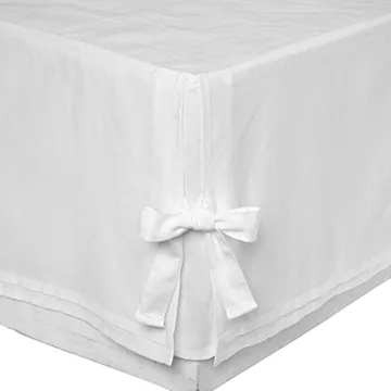 Laura Ashley Home - Corner Tied Tailored Bedskirt, Luxury Bedroom Decor, Wrinkle & Fade Resistant (W...