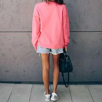 MOSHENGQI Women's Casual Tiger Sweatshirt Cute Long Sleeve Crewneck Pullover Top(Small,CIAO-Pink)