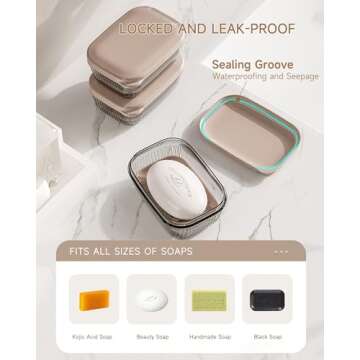 Doter Travel Soap Case, Leakproof Soap Container with Lid, Portable Bar Soap Holder for Traveling, Transparently Soap Dishes for Bathroom, Shower, Gym, School, Camping, Vacation, Outdoor