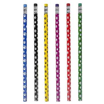 Srenta 7.5" Paw Print Colorful Pencils | Perfect for Classroom Birthday Parties Gift & Rewards | Pac...