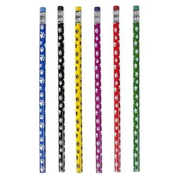 Srenta 7.5" Paw Print Colorful Pencils | Perfect for Classroom Birthday Parties Gift & Rewards | Pac...