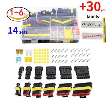 Imentha 14 sets 1-6 Pin Car Motorcycle Waterproof Electrical Wire Connector Automotive Terminals Kit...