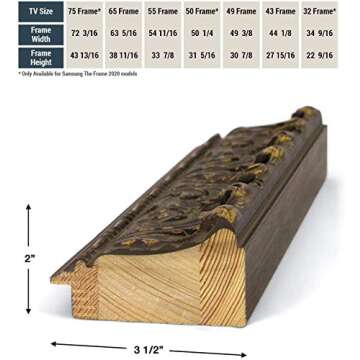 Deco TV Frames - Tuscan Gold Smart Frame Compatible ONLY with Samsung The Frame TV (65", Fits 2017-2020 Frame TV)