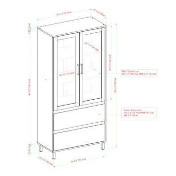 Elegant Walker Edison Glass Door Storage Hutch, 68 Inch