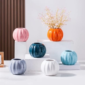 WAIT FLY Creative Pumpkin Shape Ceramic Vase for Home Decor