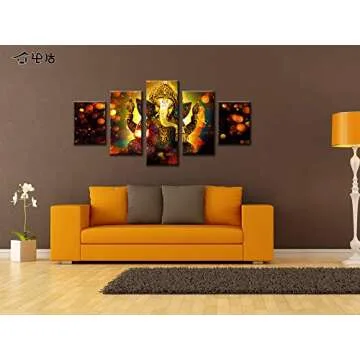 Large Lord Ganesha Canvas Wall Art - Spiritual Decor for Home