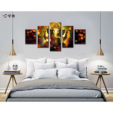 Large Lord Ganesha Canvas Wall Art - Spiritual Decor for Home