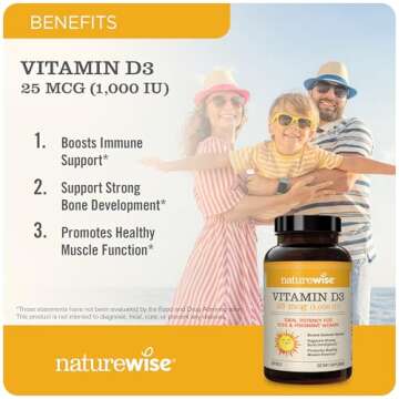 NatureWise Vitamin D3 1000iu (25 mcg) 200-Day Supply for Immune Support, Healthy Muscle Function, an...