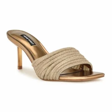 Elegant Nine West Harbor Heeled Sandals in Bronze/Gold