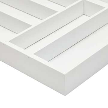 Juvale Bamboo Silverware Drawer Organizer Tray for Kitchen (White, 17 x 12 In)