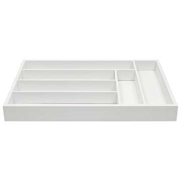 Juvale Bamboo Silverware Drawer Organizer Tray for Kitchen (White, 17 x 12 In)