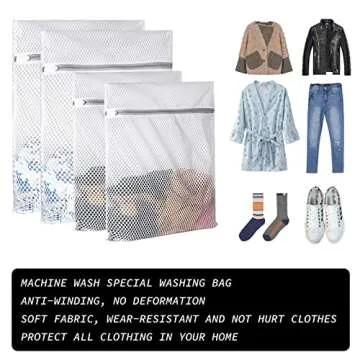Extra Large Honeycomb Mesh Laundry Bag125gsm Net Fabric Durable and Reusable Delicate Wash Bag,Travel Organization Bag for Lingerie,Clothes,Jeans,Bath Towel,Sock (Set of 4(2L+2XL))