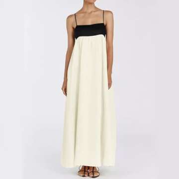 Women's Cotton Patchwork Spaghetti Strap Dresses