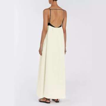 Women's Cotton Patchwork Spaghetti Strap Dresses