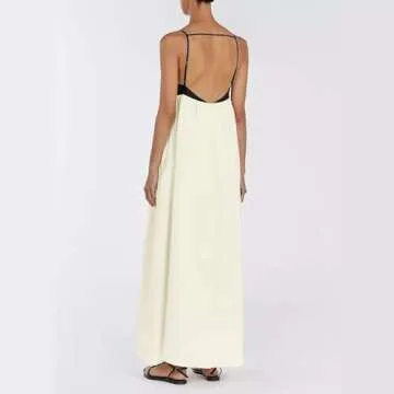 Women's Cotton Patchwork Spaghetti Strap Dresses